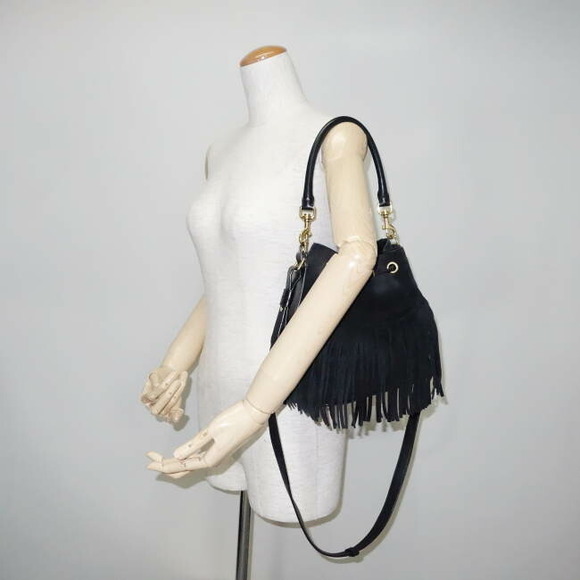 Yves Saint Laurent Paris Drawstring Shoulder Bag Fringe Suede - Picture 3 of 7